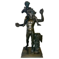 Large Neo Classical Grand Tour Bronze of Satyr and infant Dionysus Bacchus