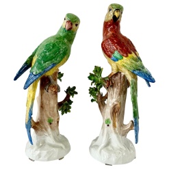 Pair of German Dresden Tall Parrots