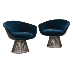 Pair of Warren Platner Bronze Finish Lounge Chairs