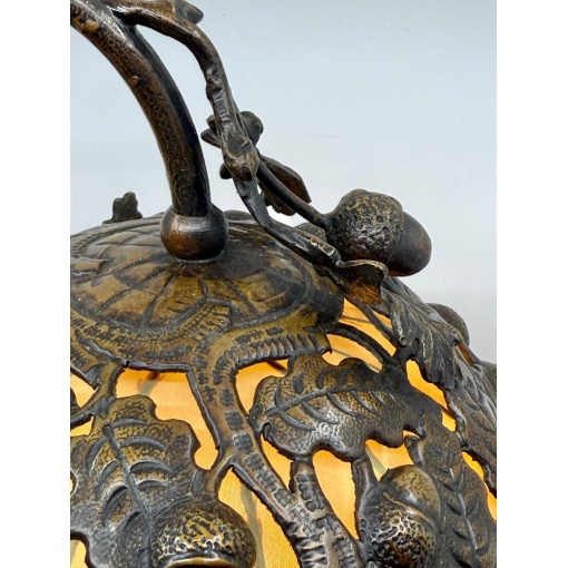 Bronze Victorian Aesthetic Movement Lizard & Acorn Motif Lamp