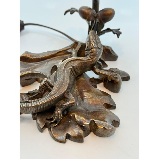 Bronze Victorian Aesthetic Movement Lizard & Acorn Motif Lamp