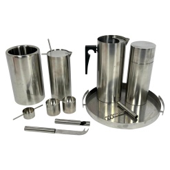 1960’s Stelton Cylinda Stainless Barware Set by Arne Jacobsen Made in Denmark