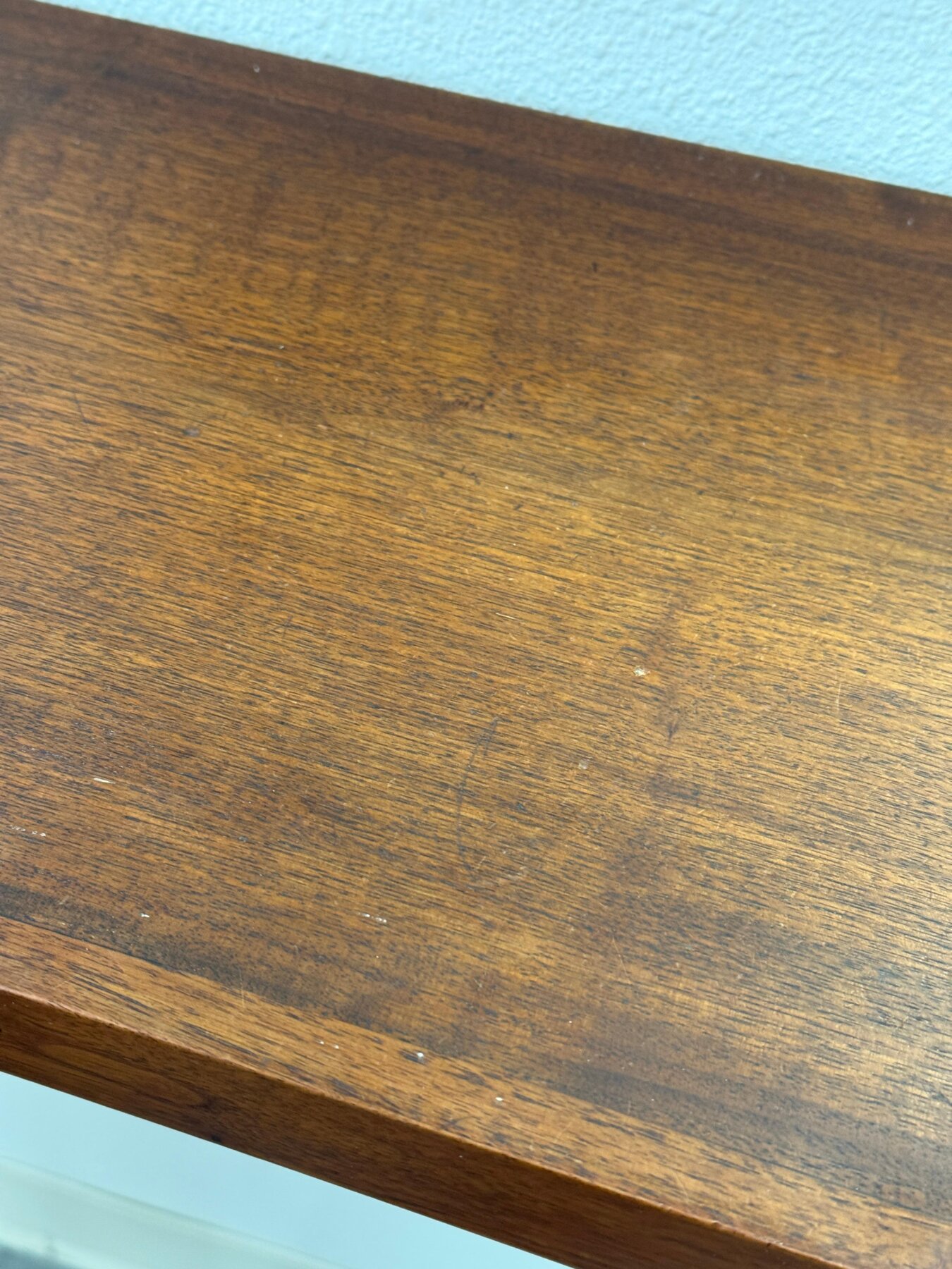 1970’s Craft Made Walnut Mirror and Wall Shelf with Drawer - Image 9