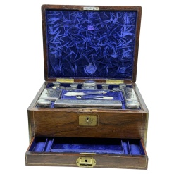 19th Century Rosewood Vanity Box w/Sterling Silver Accents Likley John Gough