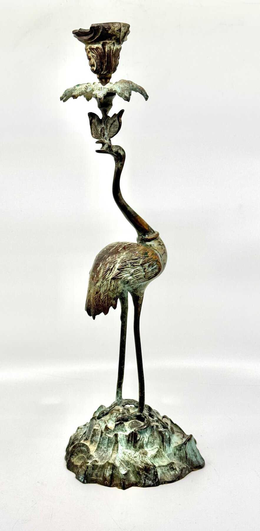 19th Century Neo Classical Grand Tour Bronze Heron Candle Holder - Image 6