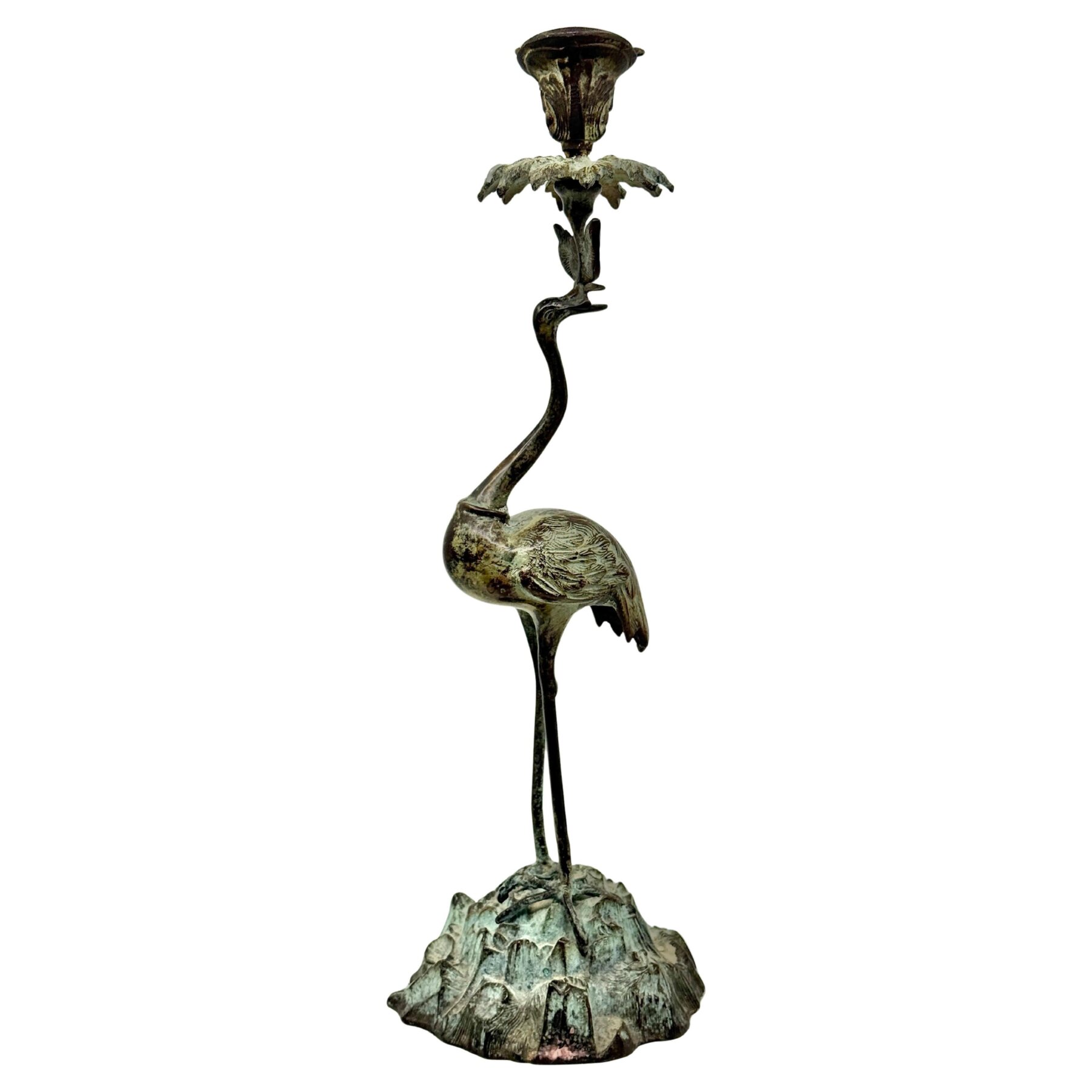 19th Century Neo Classical Grand Tour Bronze Heron Candle Holder