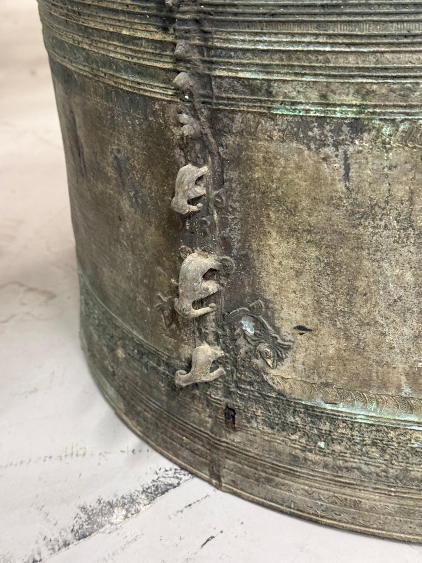 2 Southeast Asian Bronze Rain Drums with Great Patina - Image 9