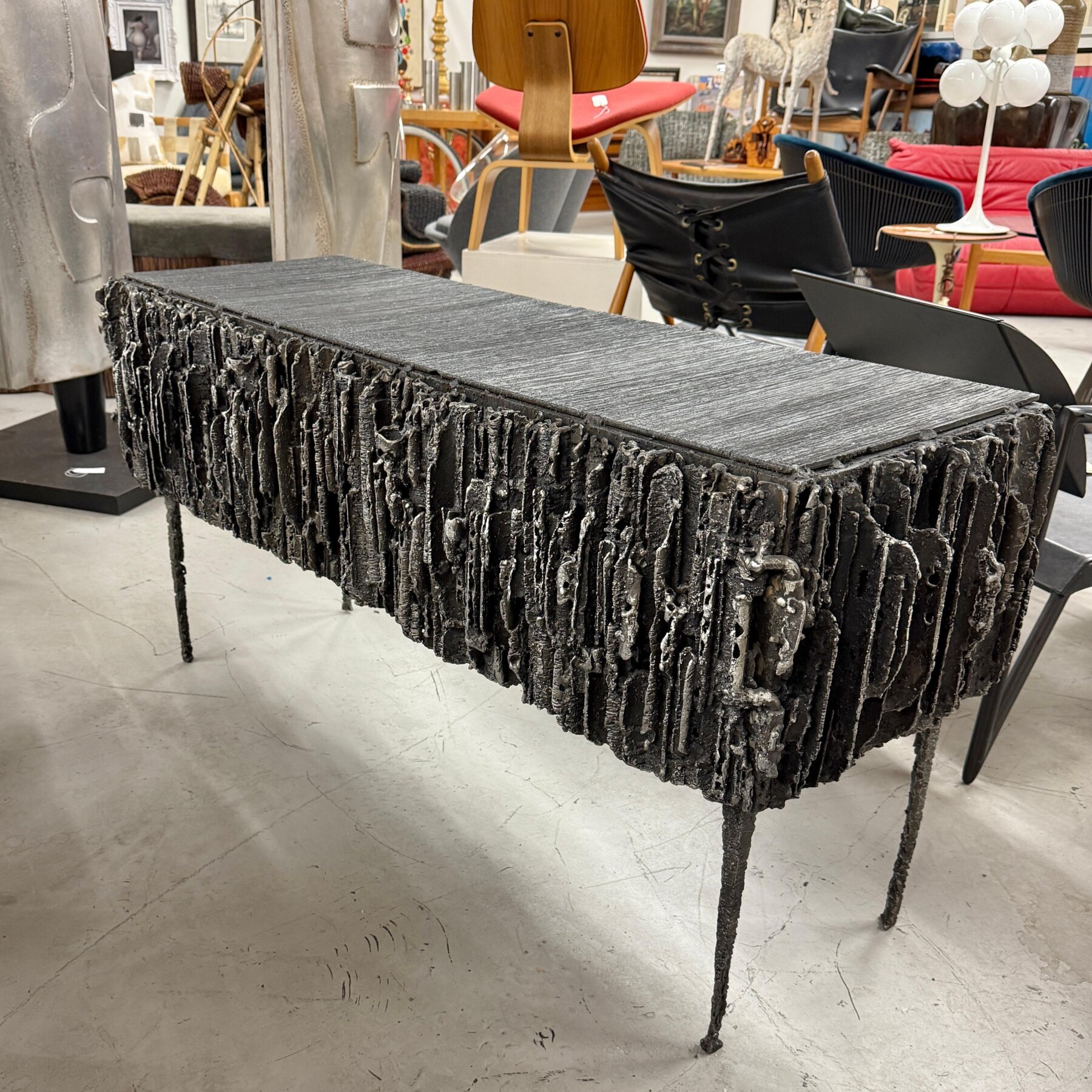 2021 James Bearden Brutalist Corinthian Cabinet in Plasma Carved Steel - Image 2