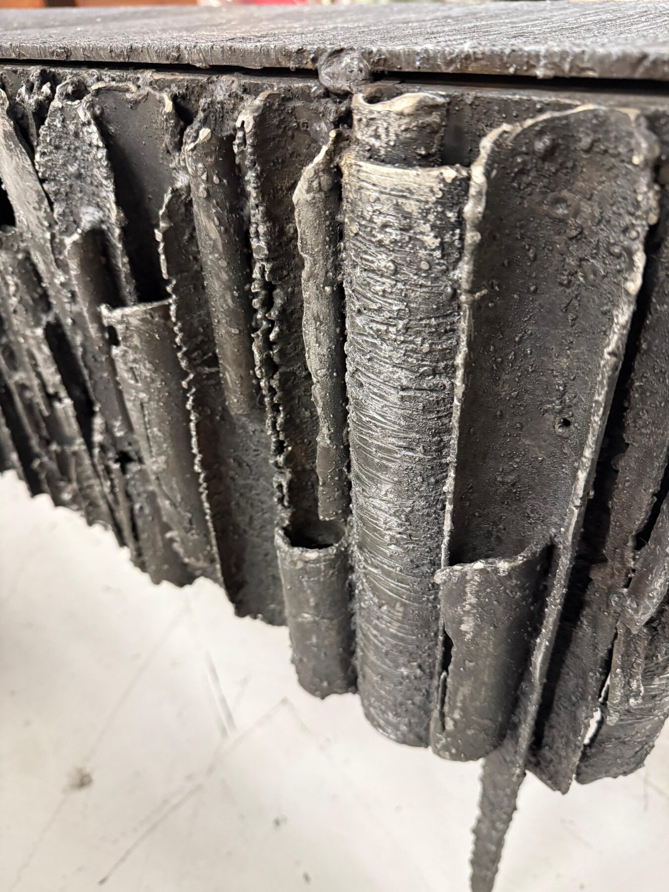 2021 James Bearden Brutalist Corinthian Cabinet in Plasma Carved Steel - Image 9