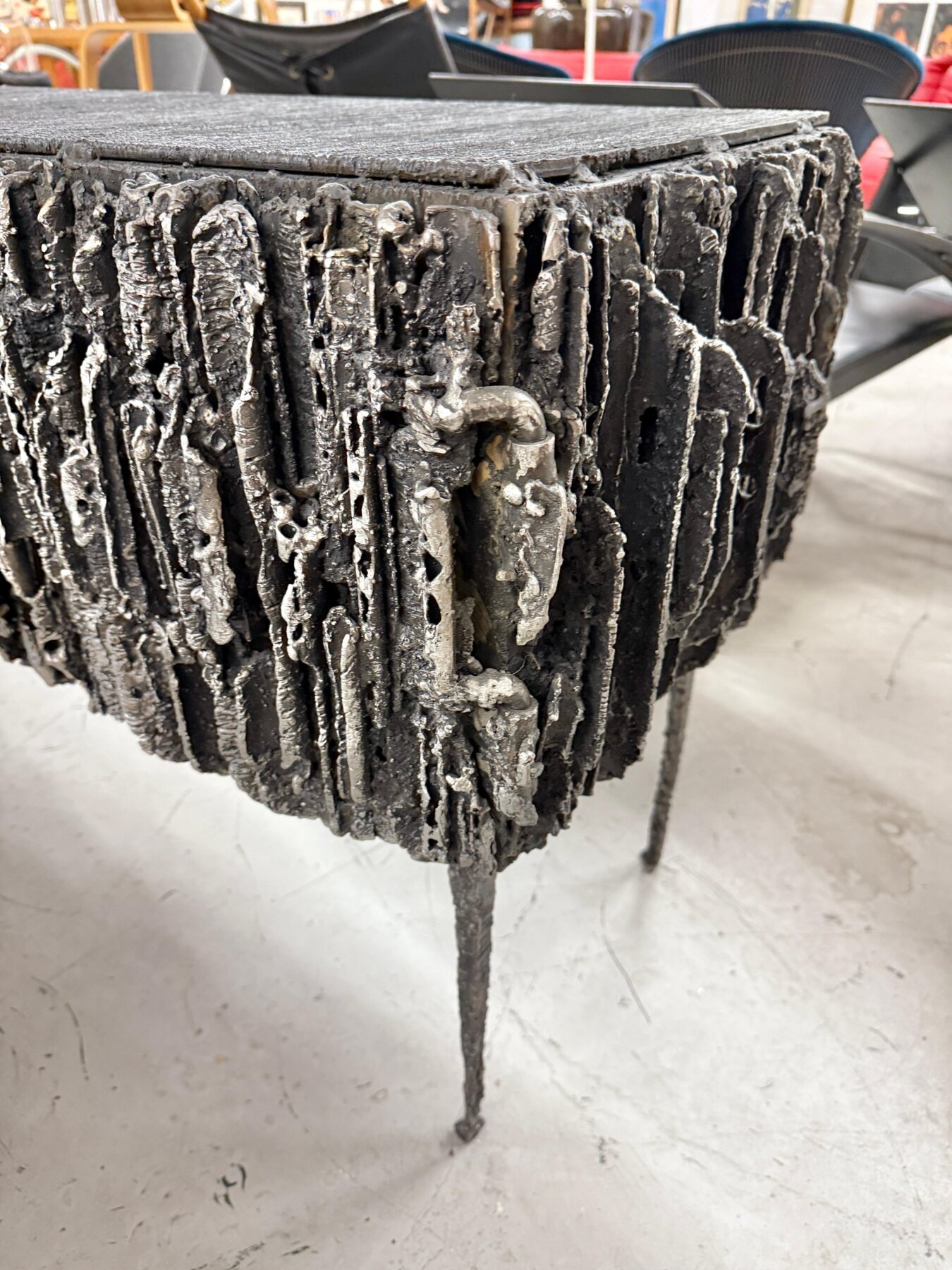 2021 James Bearden Brutalist Corinthian Cabinet in Plasma Carved Steel - Image 11