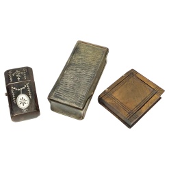 3 Horn, Wood and Silver Match Safes or Trinket Boxes