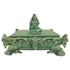 Atlantic Terracotta Company Arts and Crafts Pottery Lidded Box Gnomes Grotesque