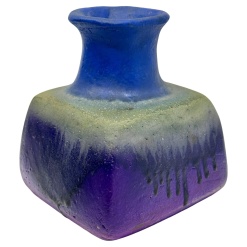 Beautiful Blue Drip Glazed Fantoni Square Fantoni Vase