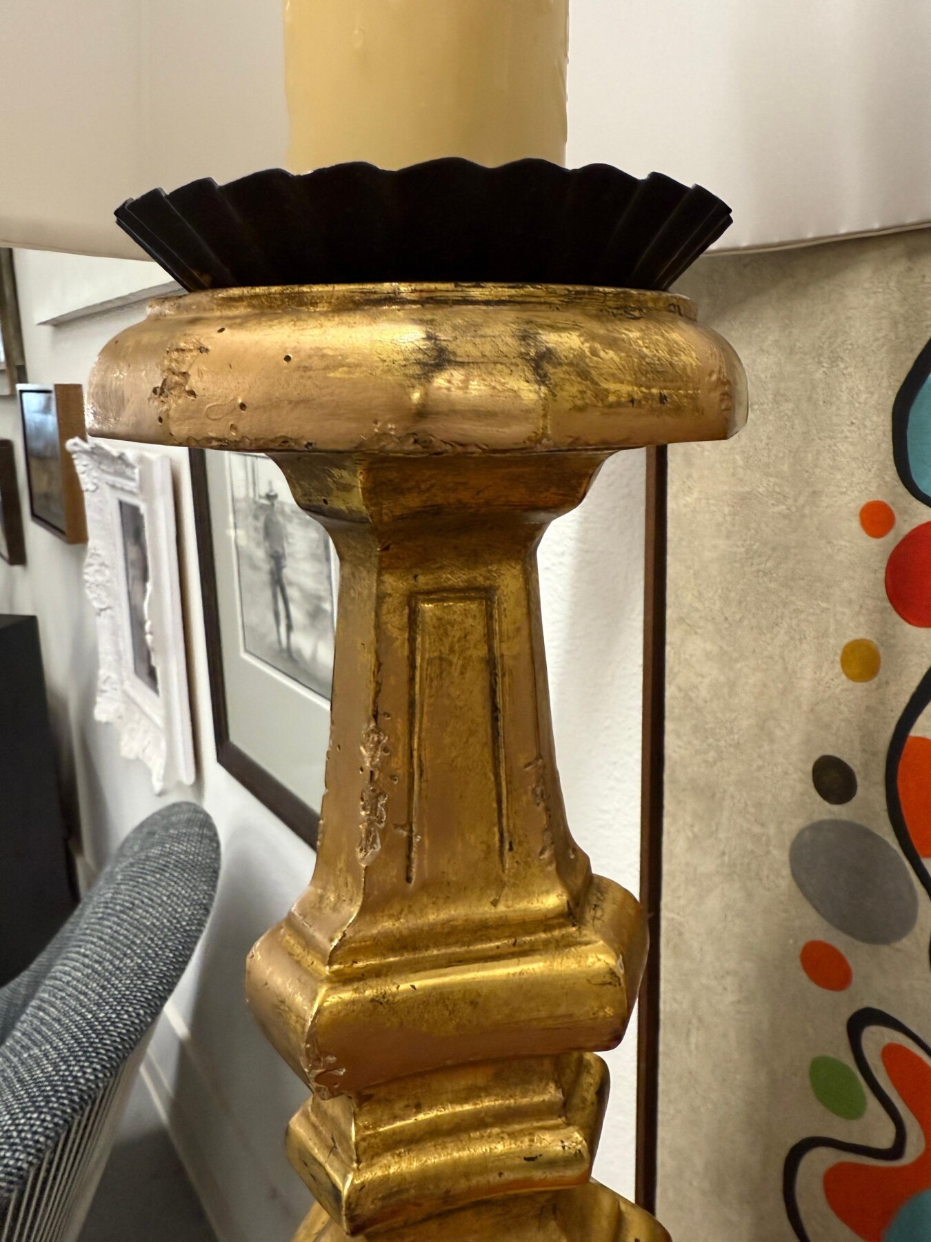 Carved Gilt Wood Italian Tall Lamps - Image 9