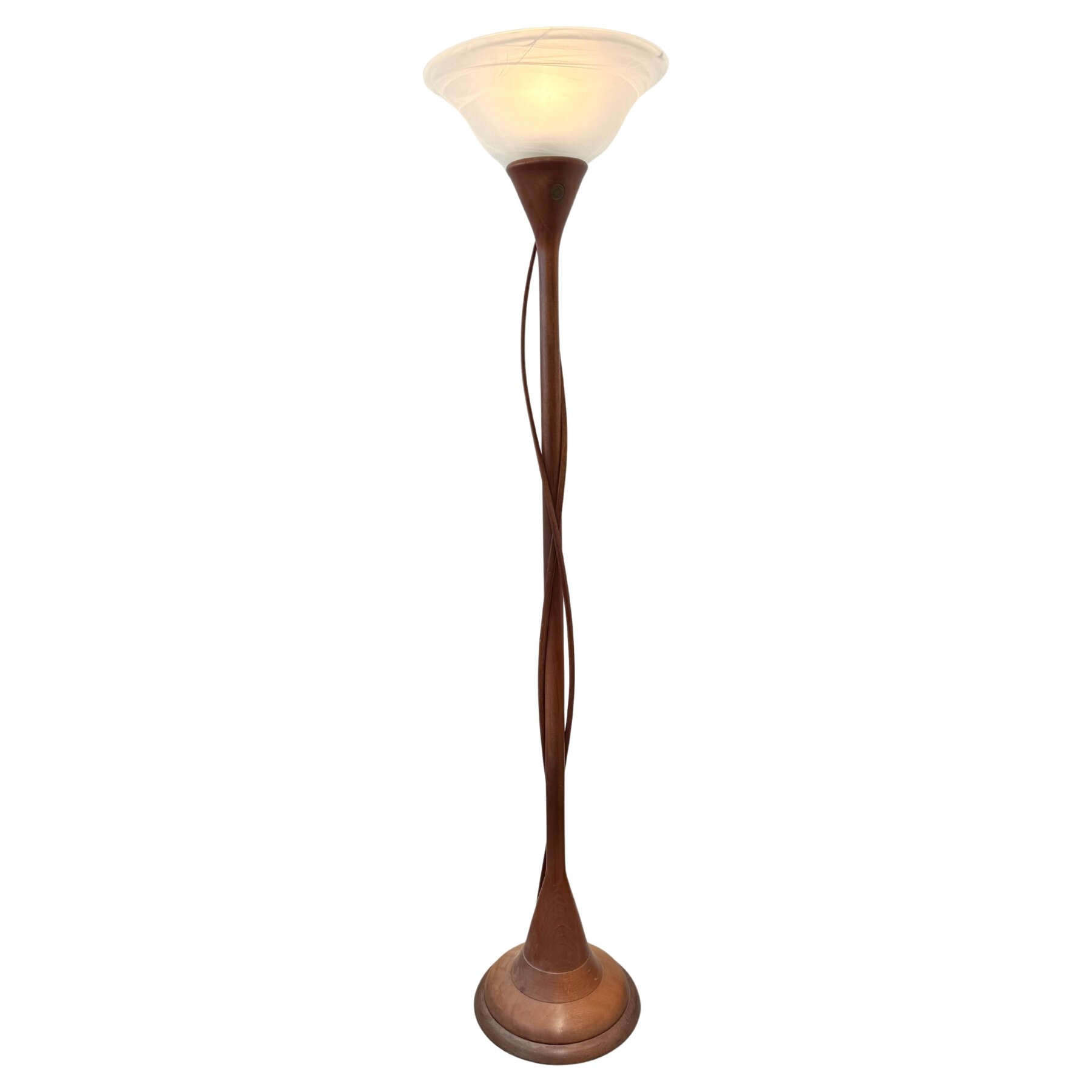 Clark Renfort Studios Carved Wood Floor Lamp with Two Tendrils
