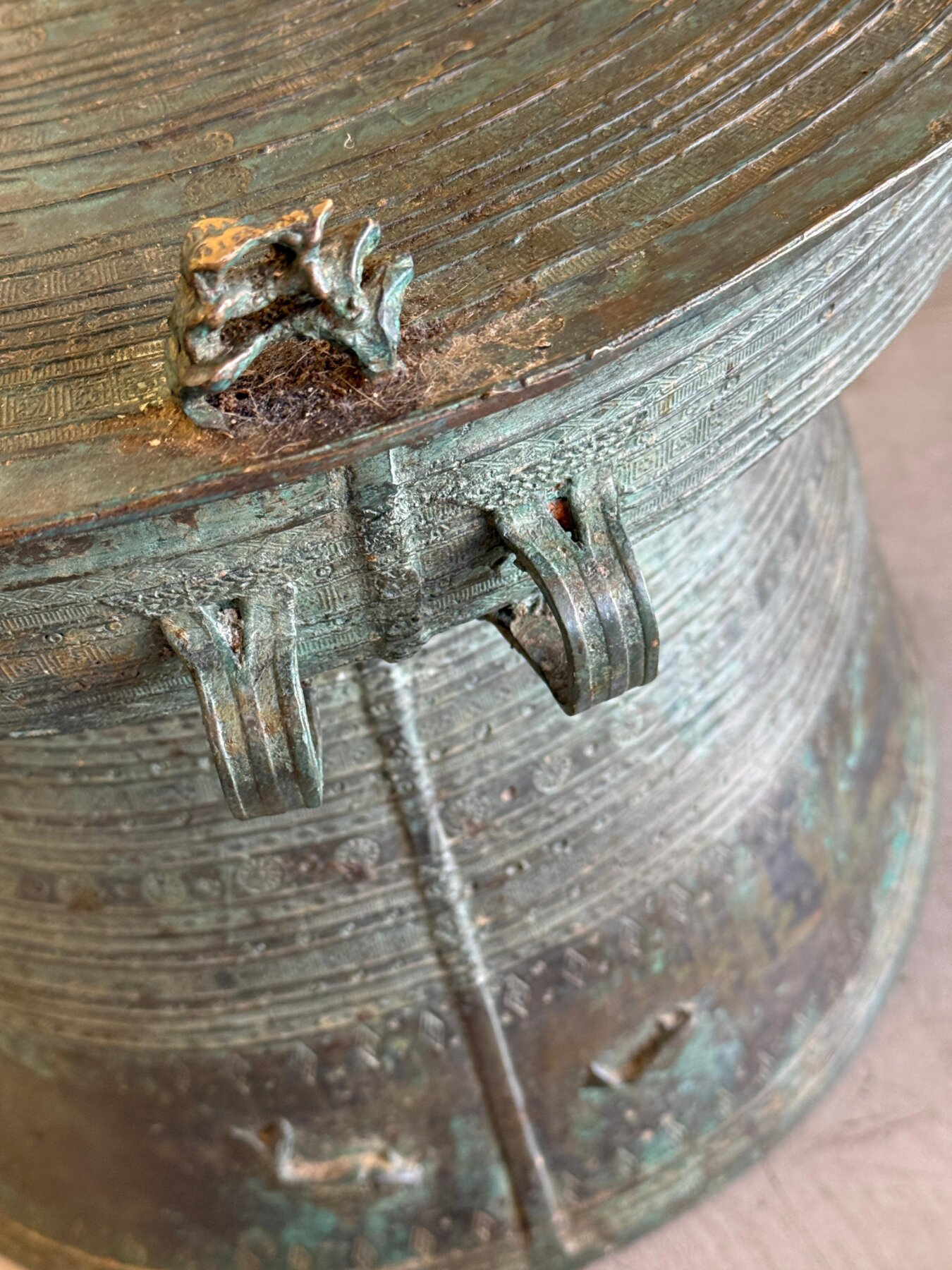 Early Southeast Asian Bronze Drum Table with Beautiful Patina - Image 7
