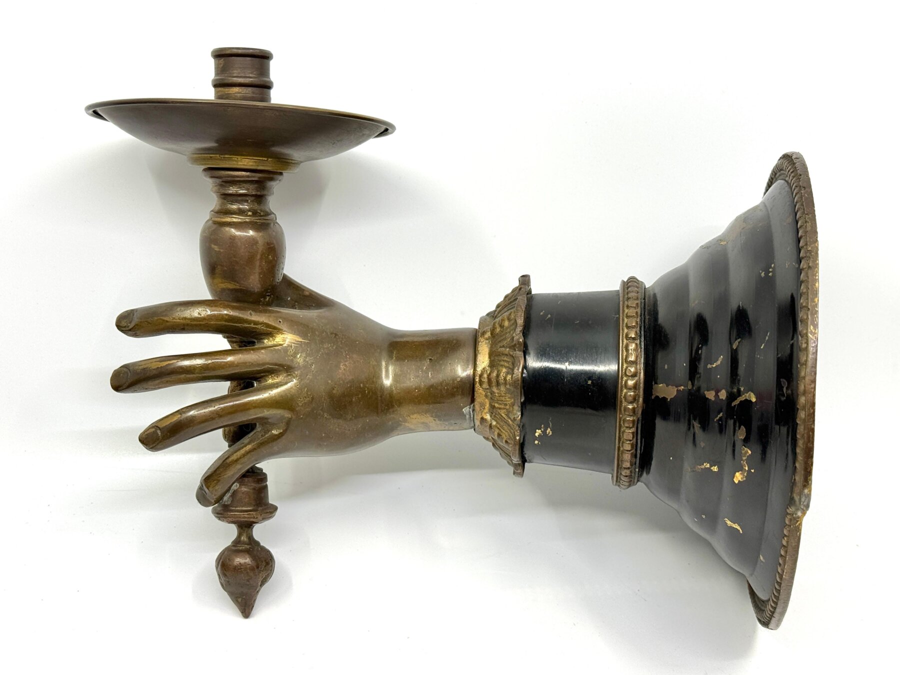 French Art Deco Painted Brass Hand Sconce - Image 6
