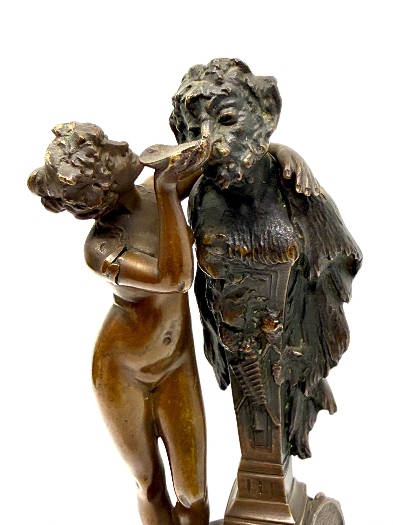 Neo Classical Grand Tour Bronze of Nymph Giving Pan Water - Image 2