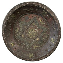 North African Brass Copper Wood Tuareg Large Charger