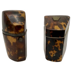 Pair of Victorian Horn Travel Perfume Boxes