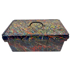Pollock Inspired Drip painted Folk Art Box with Lid