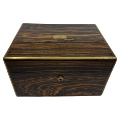 Sampson Mordan & Co 1850's Calamander & Brass Inlaid Vanity Box Sterling Silver
