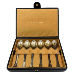 Set of 6 Boxed Bulgari Rosenthal Eccentrica Eccentria Sterling Silver Spoons