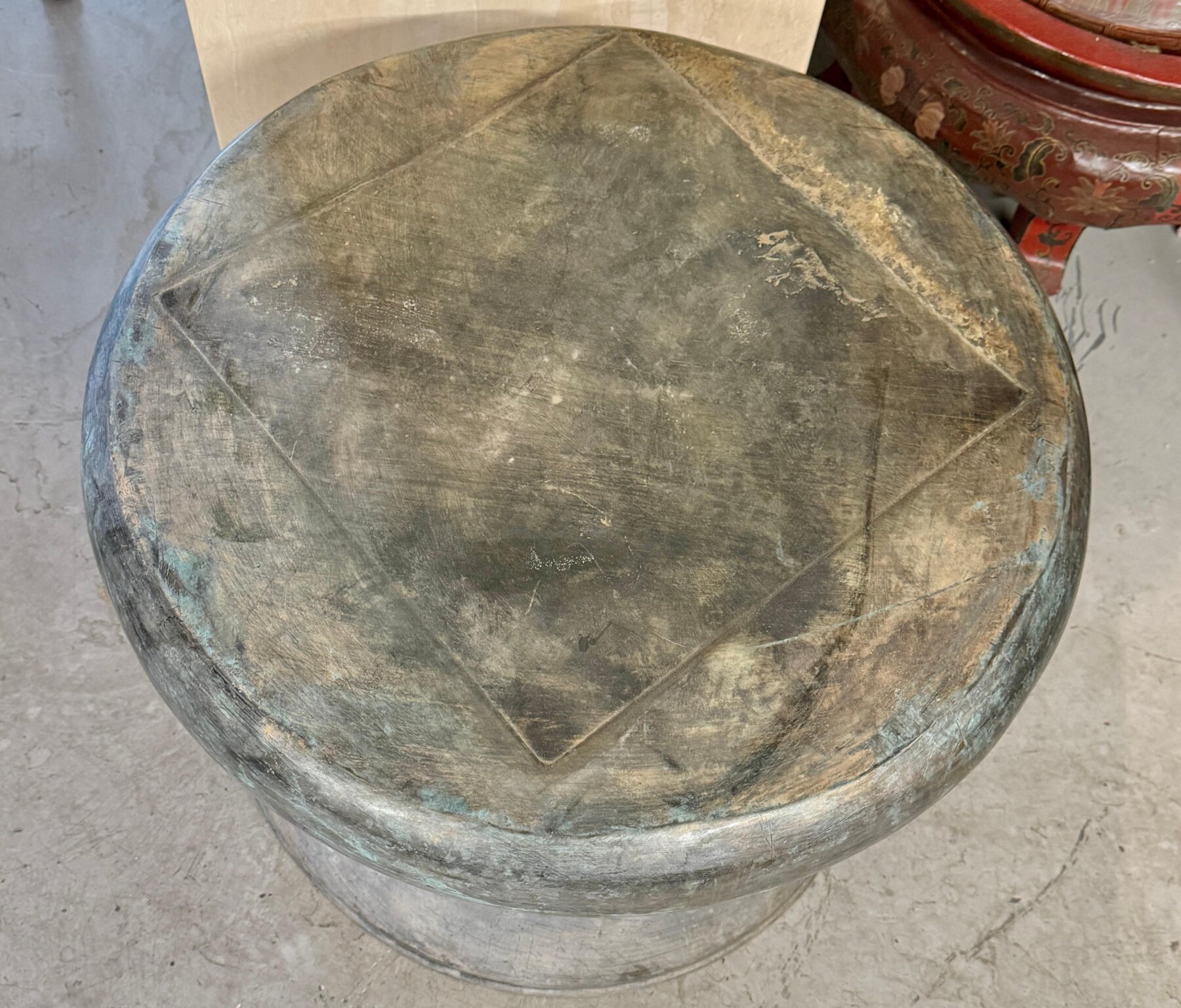 Southeast Asian Gilded Buddha Sculpture on Bronze Rain Drum Base - Image 6