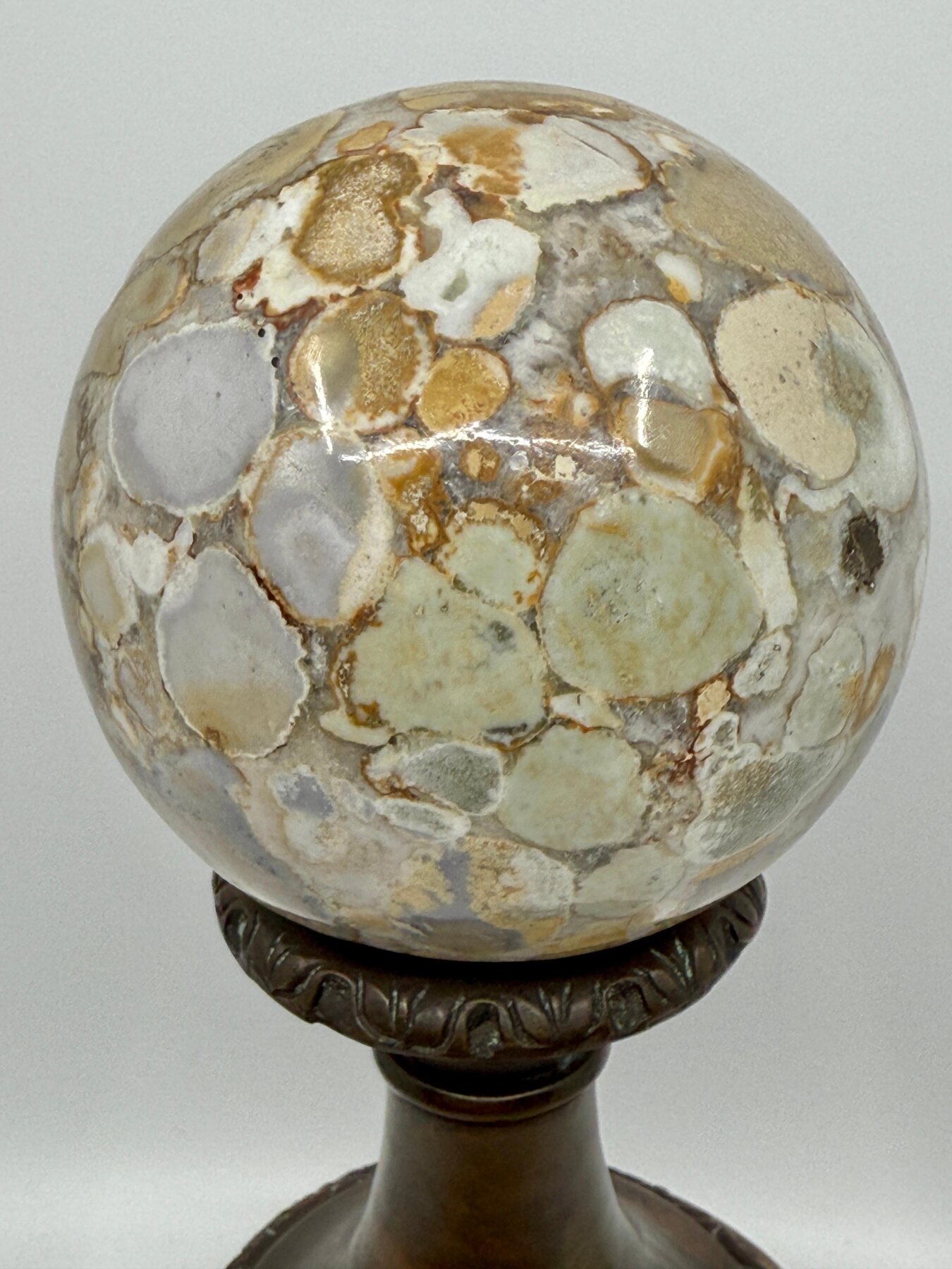 Theodore and Alexander Neo Classical Specimen Marble Sphere Bronze Mounted - Image 5