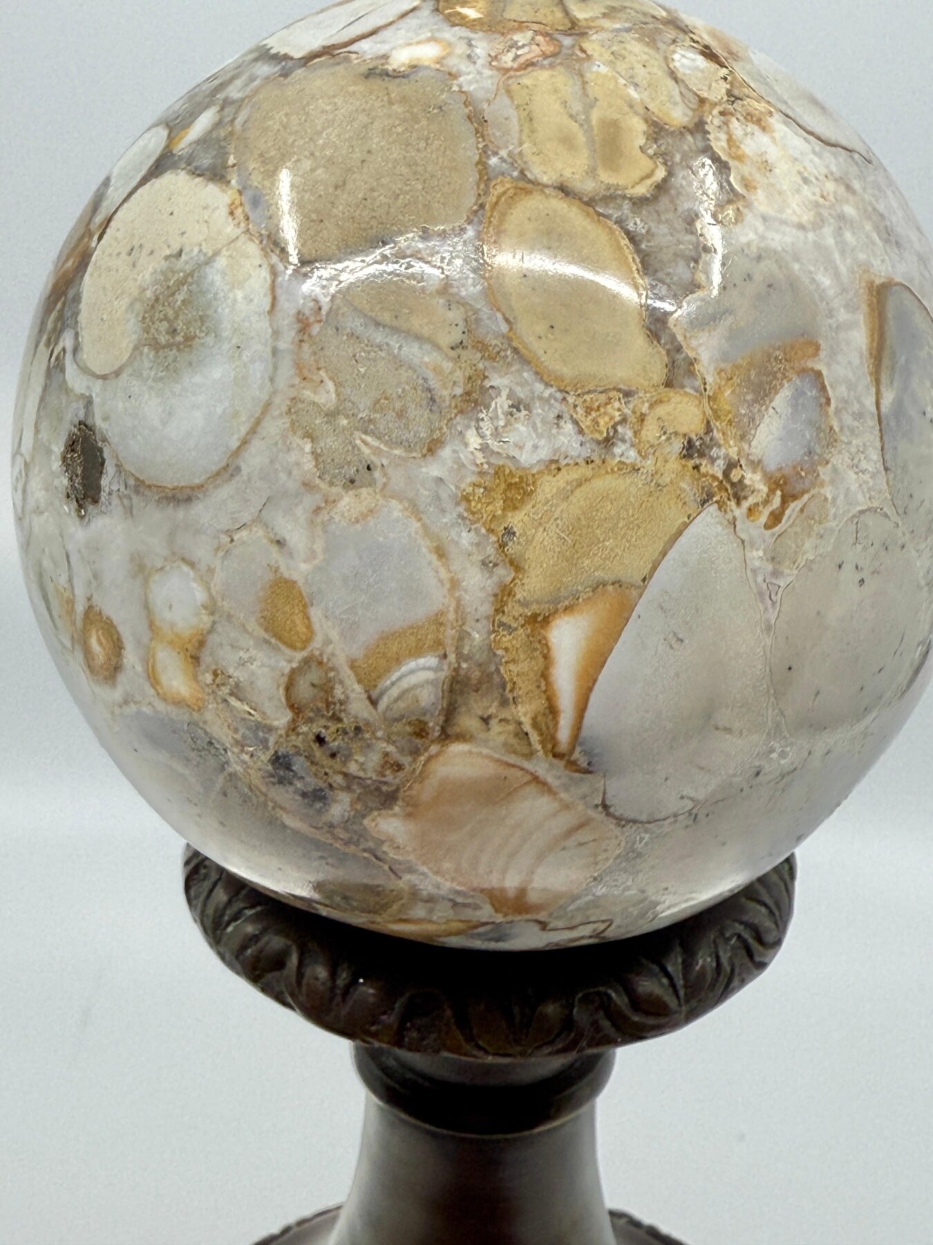 Theodore and Alexander Neo Classical Specimen Marble Sphere Bronze Mounted - Image 6