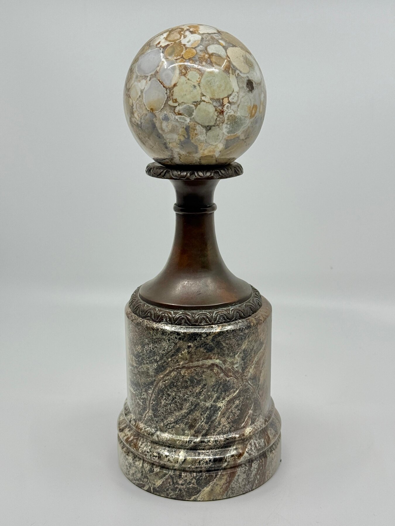 Theodore and Alexander Neo Classical Specimen Marble Sphere Bronze Mounted - Image 11