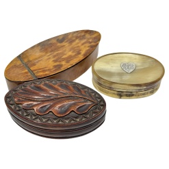 Three Horn, Silver and Wood Trinket or Snuff Boxes