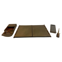 Vintage 1970’s Gucci Leather and Faux Bamboo 5 piece Desk Set